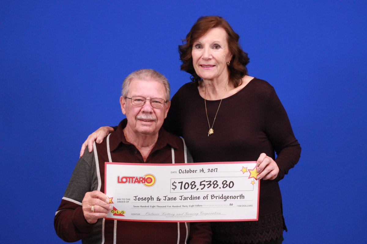 Jane and Joseph Jardine of Bridgenorth, Ont., have received final approval of their lottery win in August.

