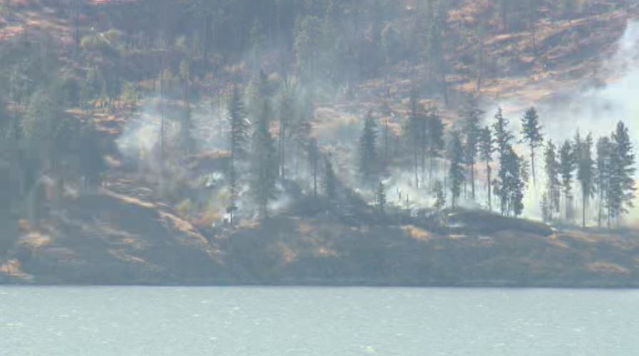 Covering six hectares Tuesday, the wildfire across from Peachland is expected to burn itself out.