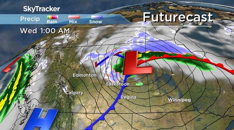 Cold front sweeping through overnight kicks up extreme wind gusts into the Saskatoon area.