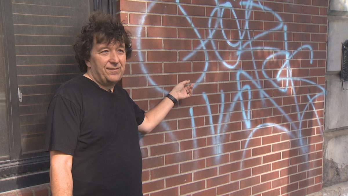 St. Henri resident Yves Lavoie’s home has been tagged. Sunday October 8, 2017.