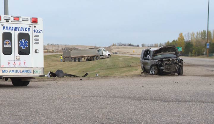 Motorists are being asked to avoid the scene of a two-vehicle collision at the intersection of Highways 5 and 41 east of Saskatoon.
