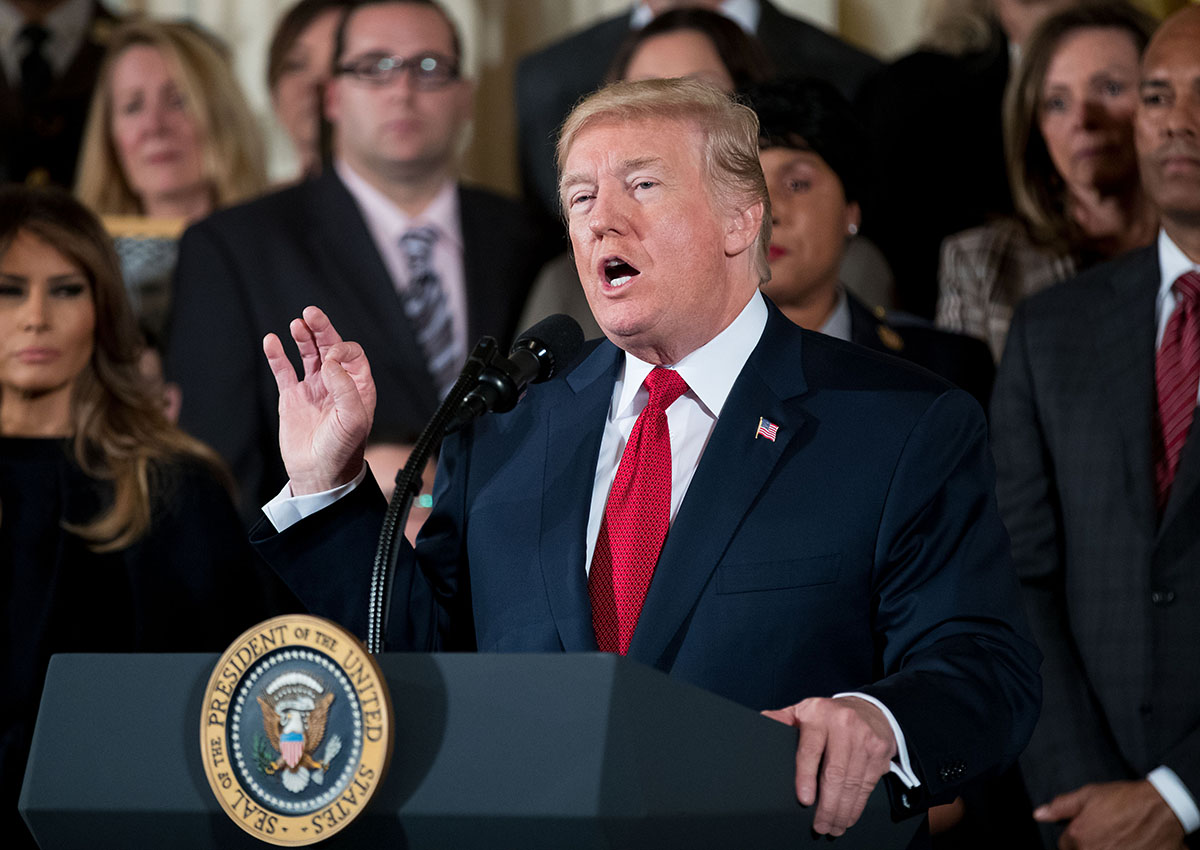 Donald Trump speaks during an event highlighting efforts to battle the opioid crisis at the White House in Washington D.C., the United States, on Oct. 26, 2017. 