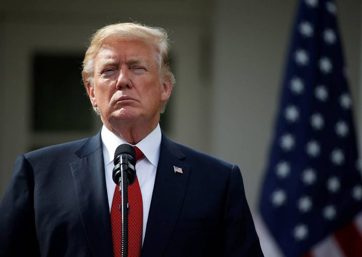 U.S. President Donald Trump stands during a joint statement with Singapore’s Prime Minister Lee Hsien Loong at the White House in Washington, DC, October 23, 2017.