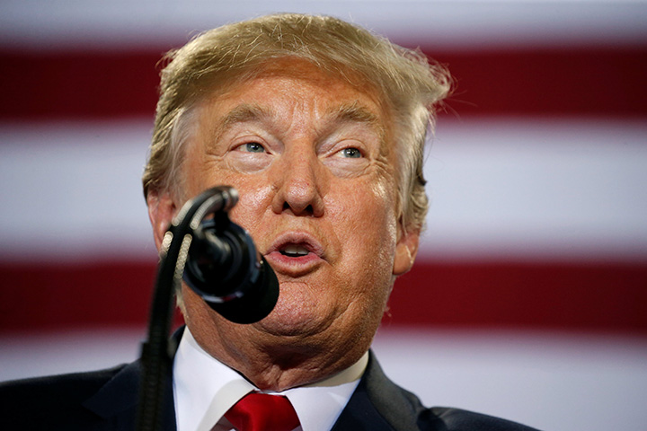 U.S. President Donald Trump speaks in Harrisburg, Pennsylvania, October 11, 2017.   