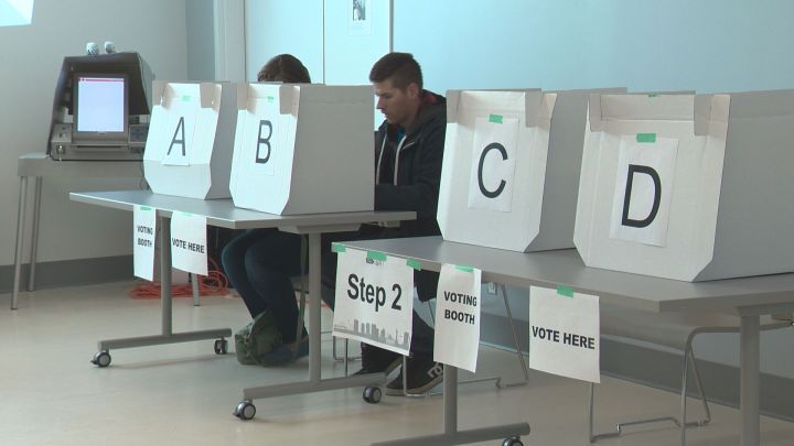 An advance voting station in south Edmonton Monday, Oct. 9, 2017.
