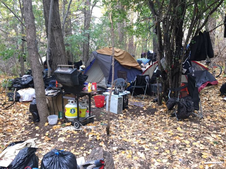 A homeless encampment in Edmonton's River Valley Tuesday, Oct. 10, 2017.