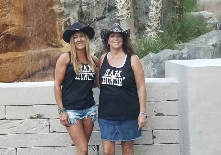 Jan Lambourne - on the right - entered therapy this week as she continues to recover from injuries suffered in the Las Vegas shooting attack.