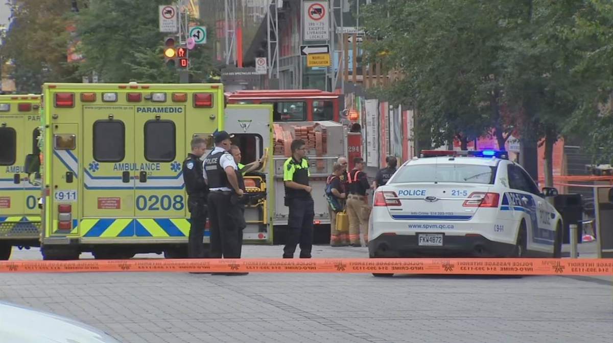 First responders were on the scene at 50 Ste. Catherine St. Saturday, October 14, 2017.