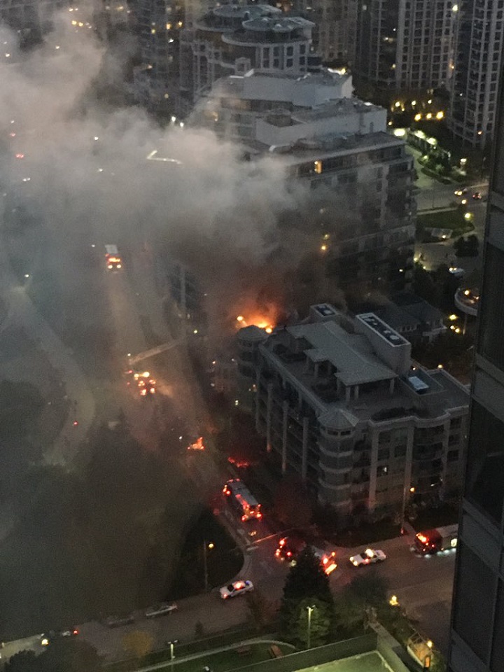 Scene of the five-alarm fire. Photo Courtesy: Kristine Pantaleo/Twitter
