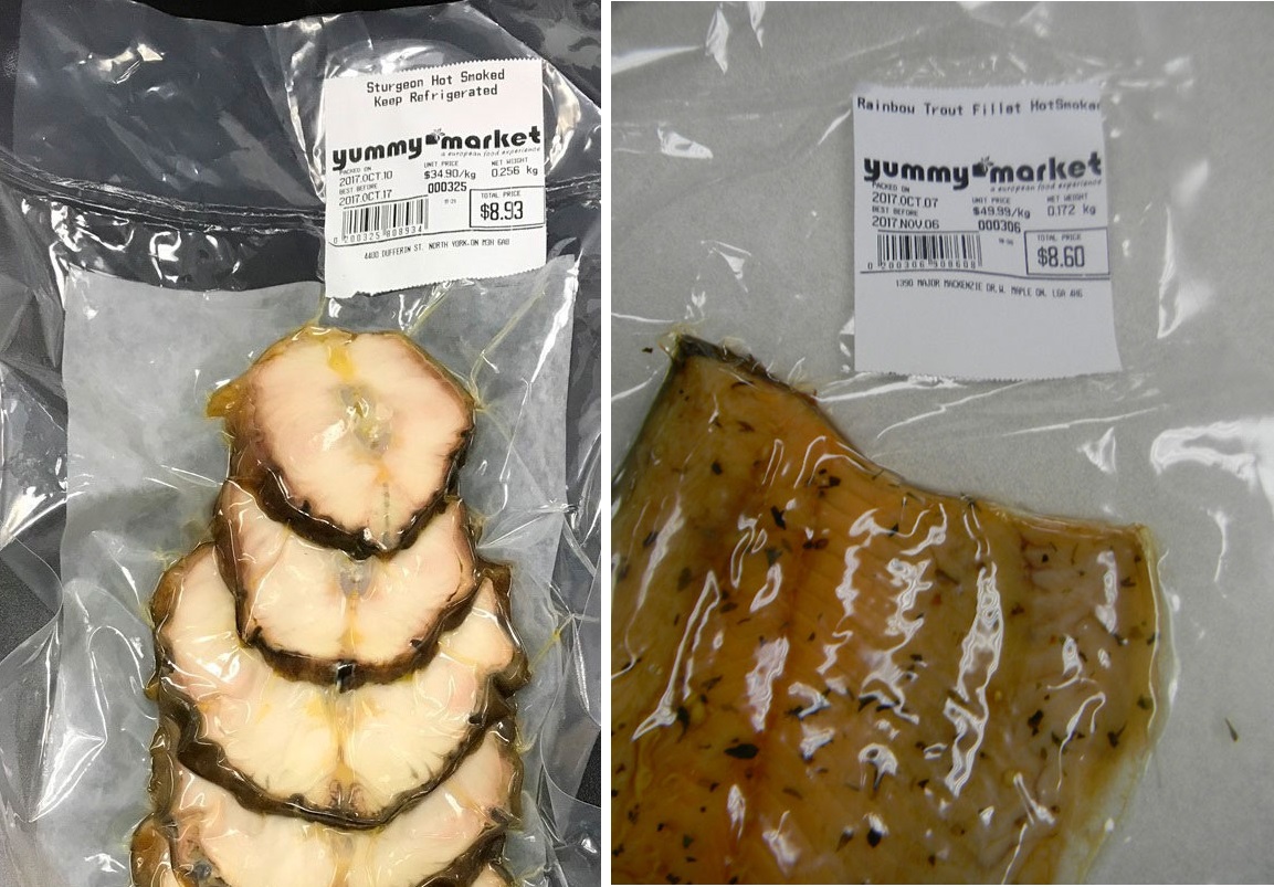 Hot smoked sturgeon and rainbow trout sold at Yummy Market are among the fish products affected by the recall.