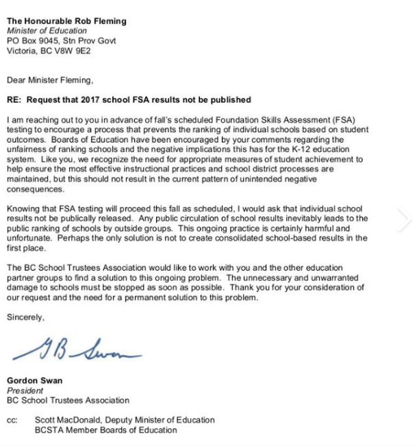 Hide FSA results so that outside groups don’t rank schools: B.C. school trustees - image
