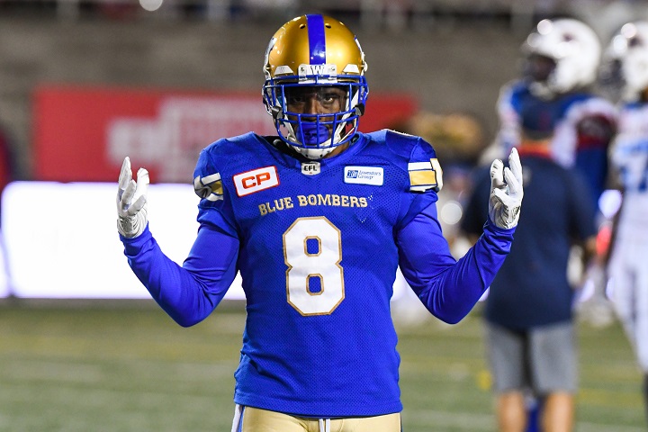 Winnipeg Blue Bombers defensive back Chris Randle returned an interception for a touchdown in his team's win over the Edmonton Eskimos during Week 15.