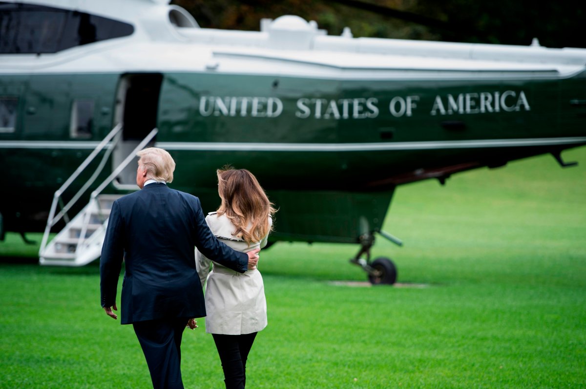 US President Donald Trump and first lady Melania Trump walk to Marine One at the White House in this file image. 