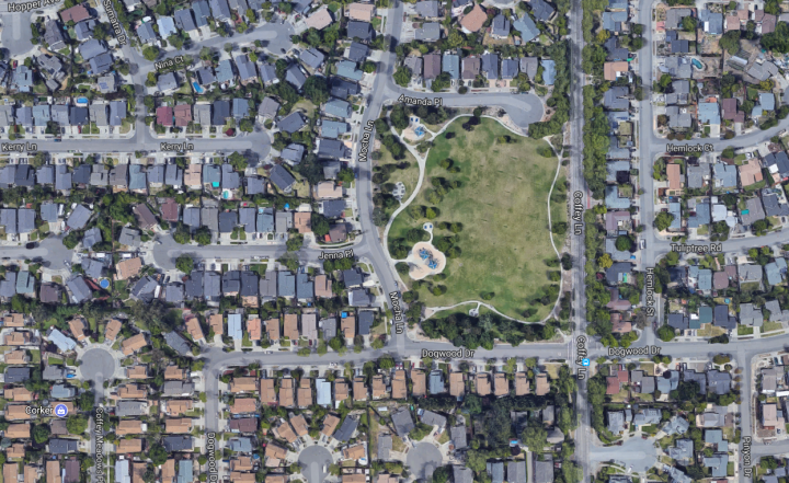 The neighbourhood surrounding Coffey Park in Santa Rosa, Calif.