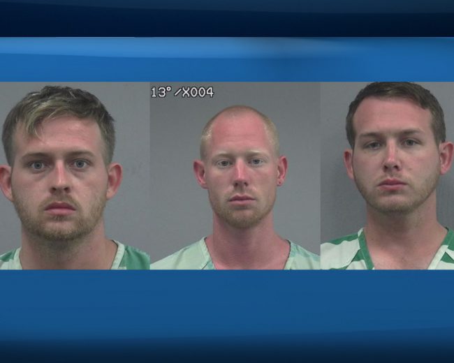 Mugshots of Colton Fears (L), Tyler Tenbrink (C) and William Fears (R) released by Gaineseville police, Oct. 20, 2017.