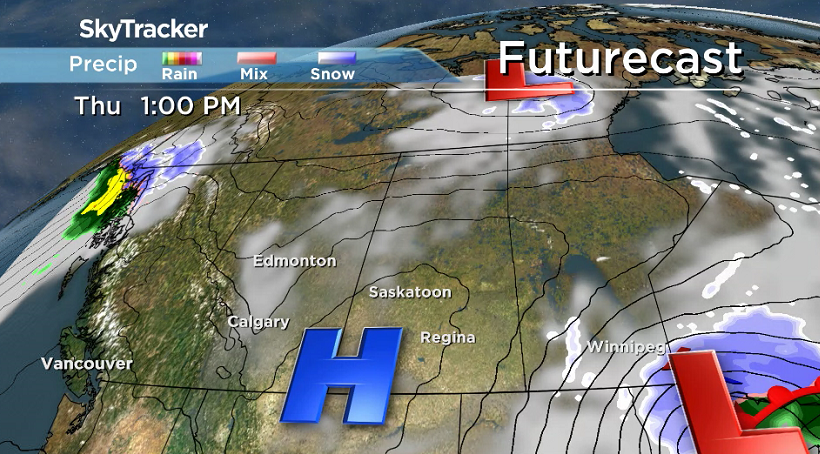 High pressure clears skies back out during the day on Thursday.