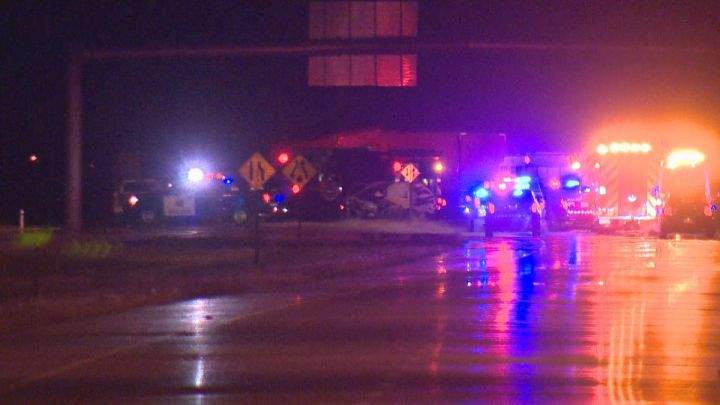 Police closed part of Highway 22X in south Calgary on Tuesday night as they investigated a deadly two-vehicle crash.