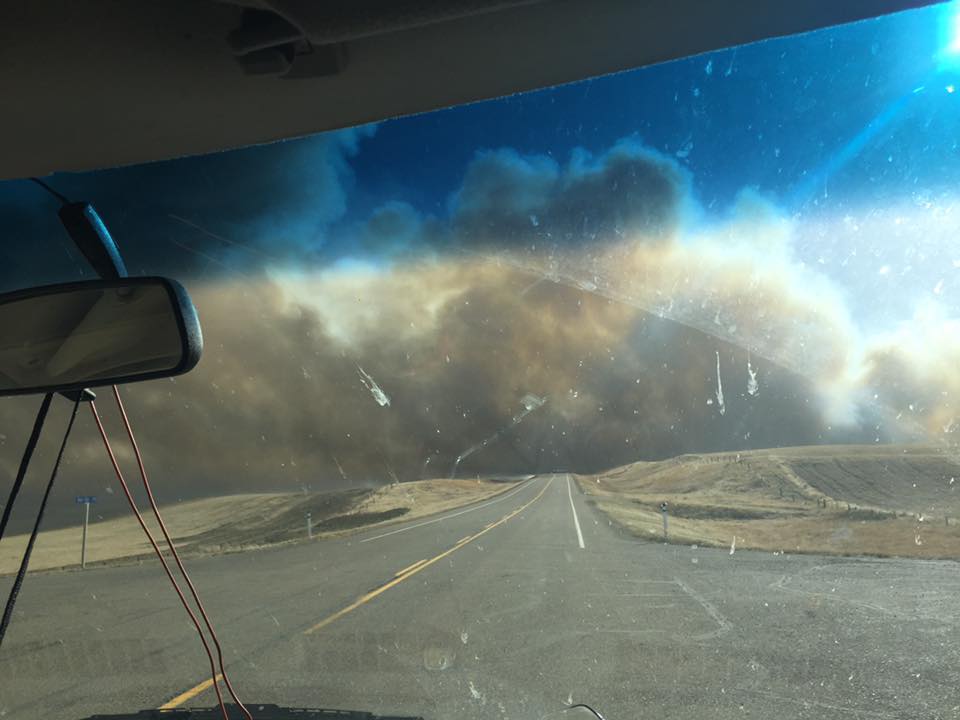 Emergency alert issued because of wildfire in Cypress County in October 2017.