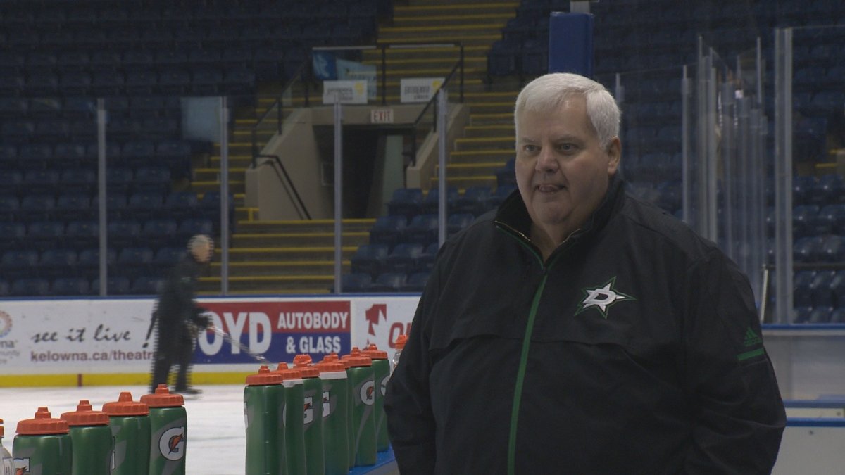 Dallas Stars coach Ken Hitchcock at a team practice in Kelowna Tuesday. 