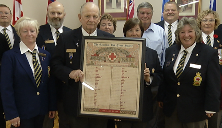 A Red Cross Honour Roll shows a list of blood donors from the World War II era. 