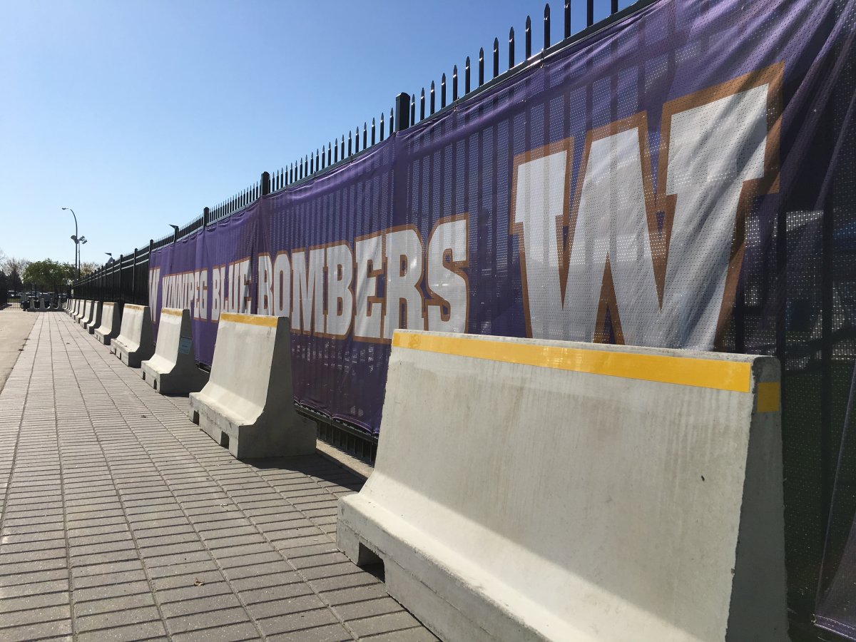 Concrete barriers were placed outside of Investors Group Field Oct. 6 in an effort to step up security measures.