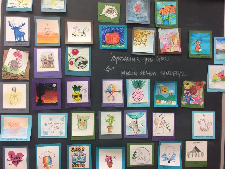 A snapshot of the art cards done by Marion Graham Collegiate art students.