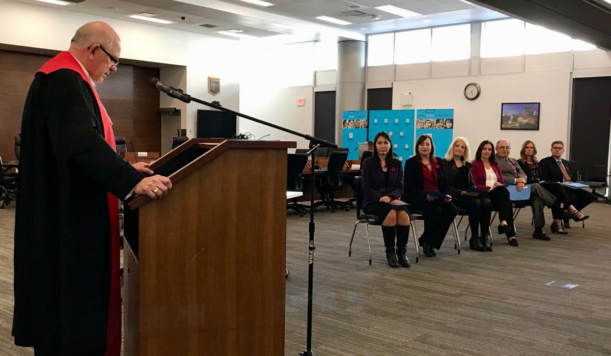 The seven trustees of the Calgary Board of Education were sworn in at a ceremony on October 27.