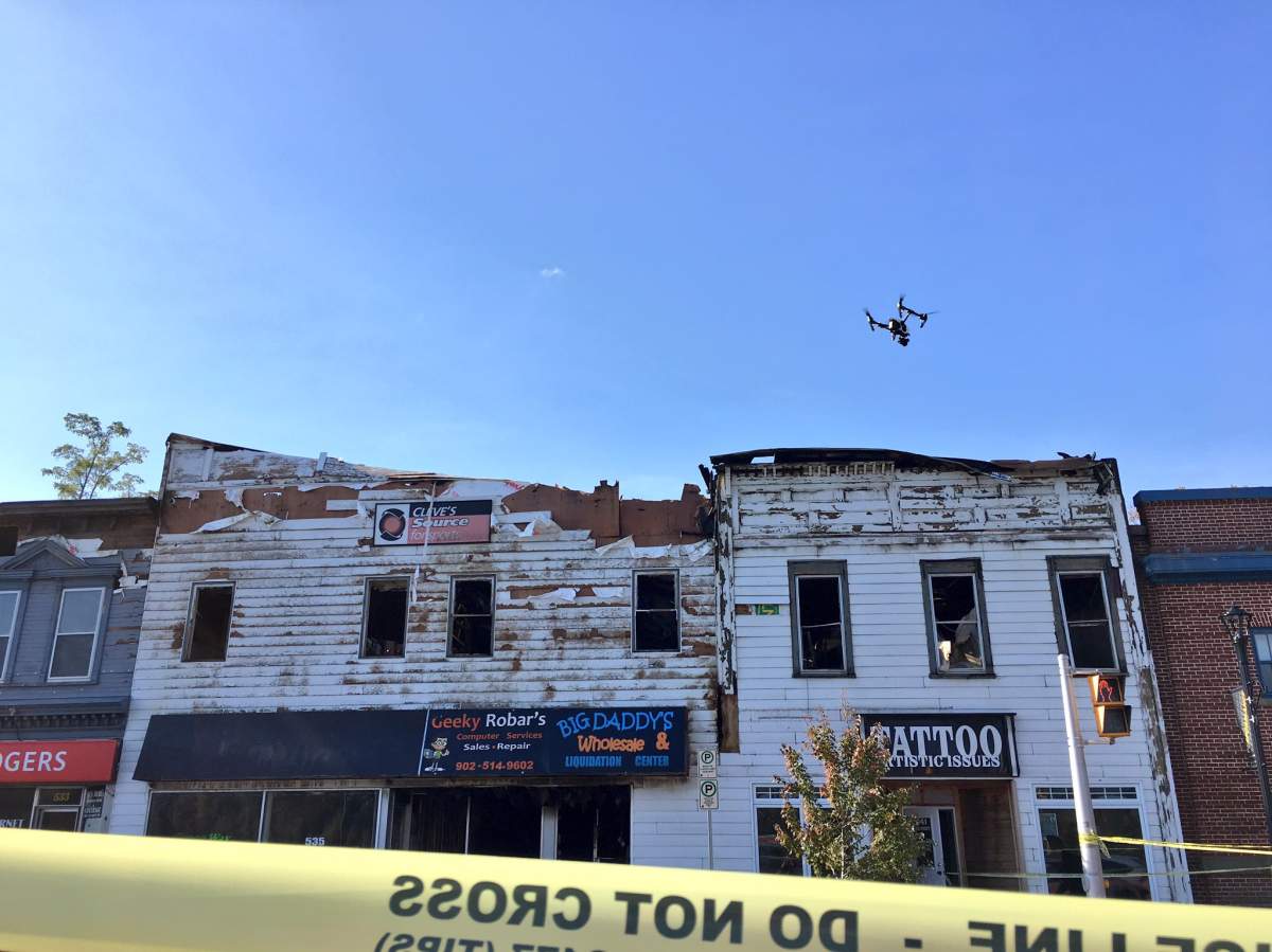 Officials used a drone to get a better idea of some of the damage caused by the fire.