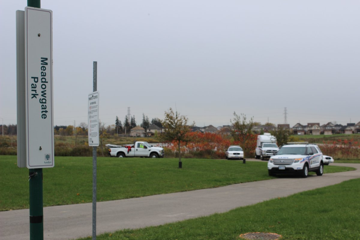 London Police received help from the city to drain a pond near Meadowgate Park, during the homicide investigation. 