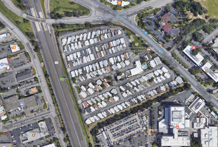 A view of what the Journey’s End mobile home park looked like before the wildfires.