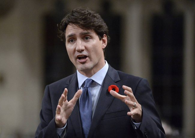 Prime Minister Justin Trudeau rises during question period in the House of Commons, in Ottawa on Monday, Oct. 30, 2017. 