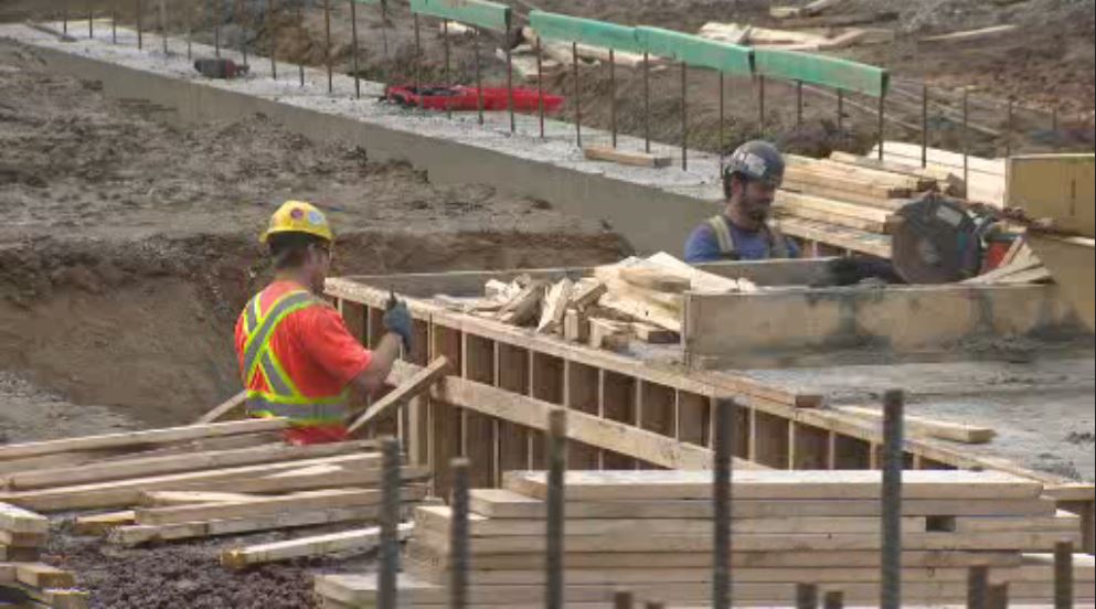 Construction workers in Kelowna. 