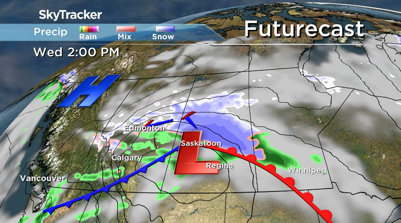 Low pressure system brings a wild Wednesday to central Saskatchewan.