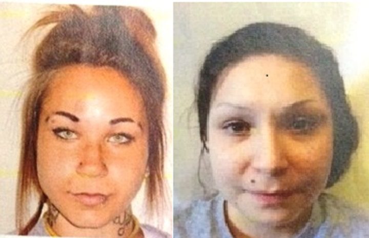 Kelsie Mast, right, and Samantha Toope, left, have escaped from the Edmonton Institute of Women Monday night.