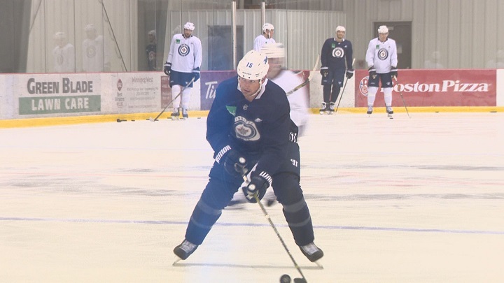 Winnipeg Jets forward Matt Hendricks practices on Monday at the Bell MTS Iceplex.