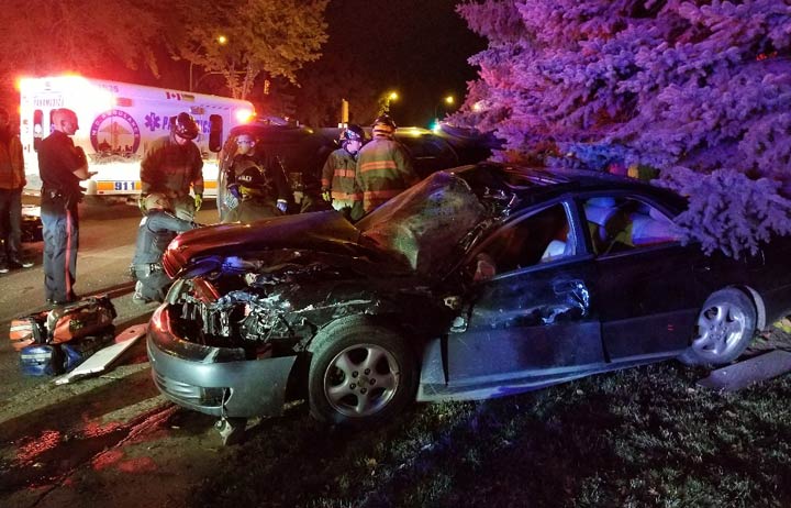 Four teenagers were taken to hospital after a multi-vehicle collision in the 400-block of McKercher Drive in Saskatoon.