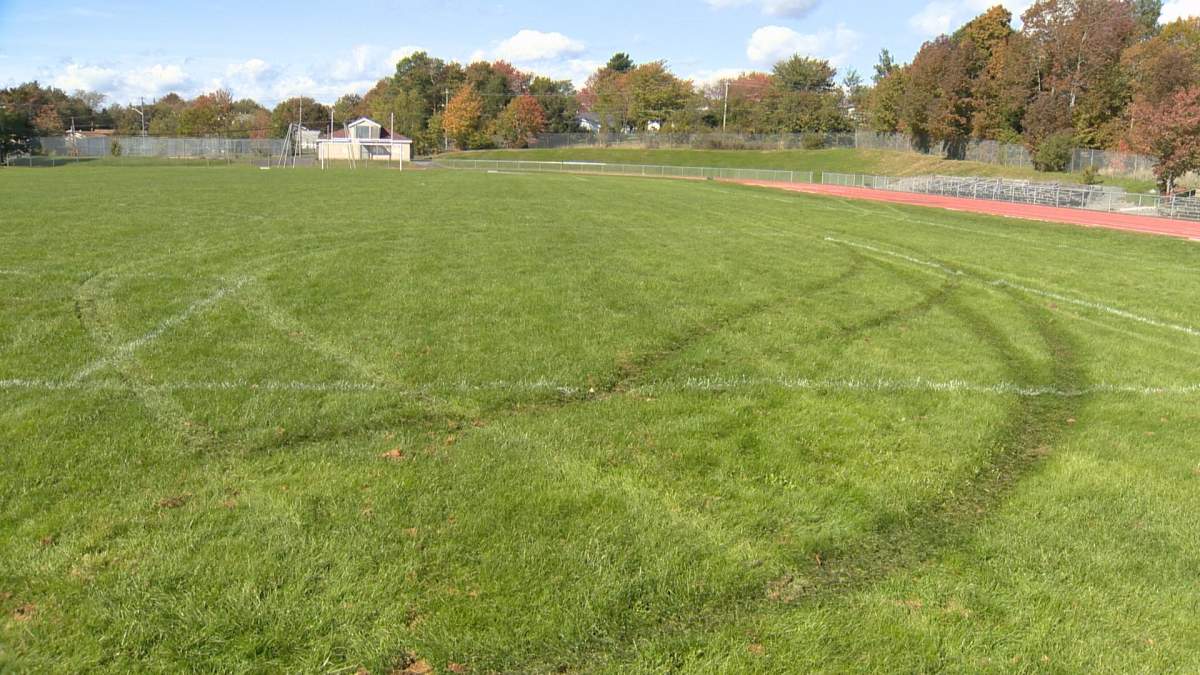 It's believed the Metropolitan Field in Lower Sackville, N.S., was damaged sometime overnight on Friday.