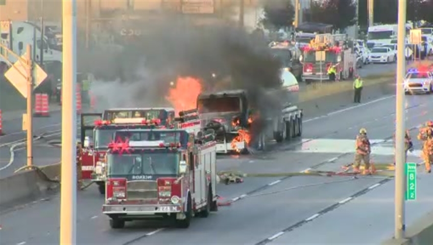 Truck ignites during rush hour on Highway 40 - image