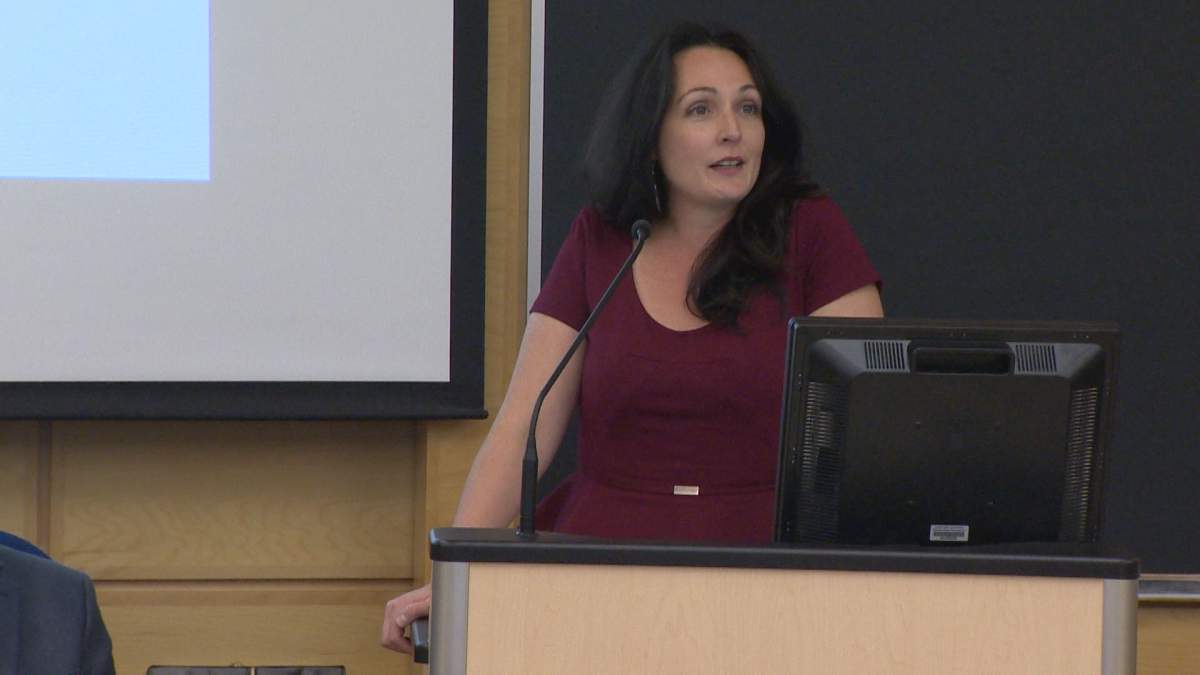 Naiomi Metallic spoke at a lecture at Dalhousie University in Halifax on Oct. 27, 2017.