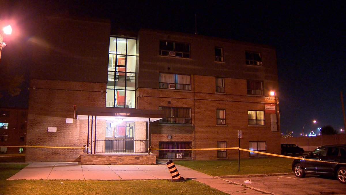 Police discovered the victim suffering from gunshot wounds behind a community housing complex.