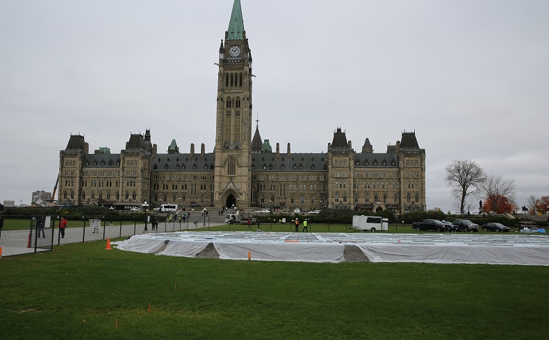 The skating rink in front of Parliament Hill in Ottawa is under construction but set to open to the public Dec. 7.
