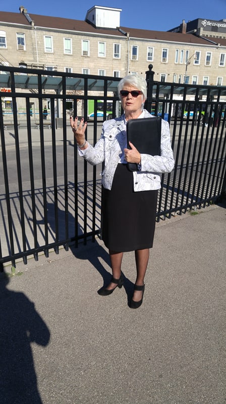 Liz Sandals makes the discount announcement at Guelph Central Station.