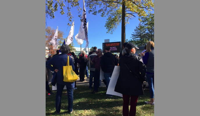 A solidarity rally was held on Friday afternoon in support of striking Mohawk College faculty. 