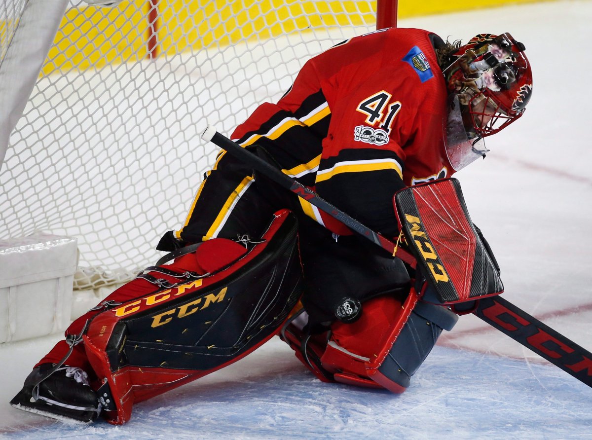 Calgary Flames goalie Mike Smith. THE CANADIAN PRESS/Jeff McIntosh.