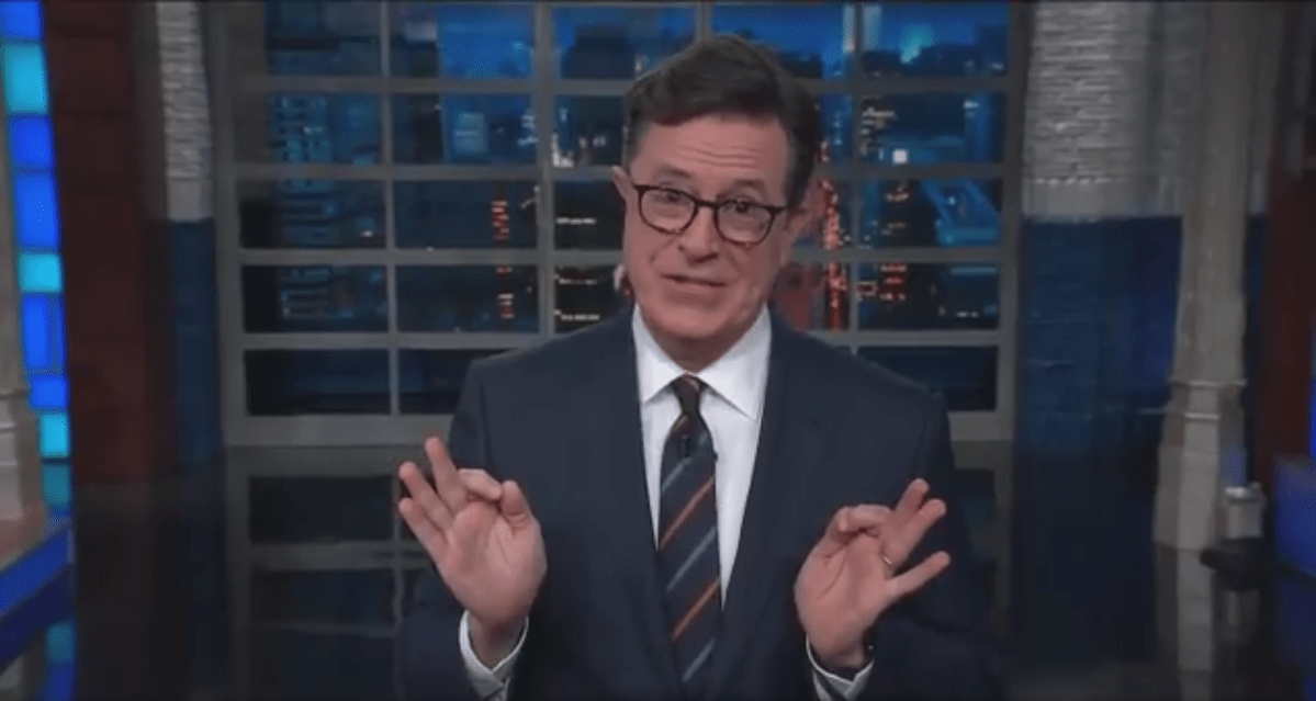 Stephen Colbert accusing Donald Trump's presidential campaign of "fake news" after it denied efforts to coordinate with Russia.