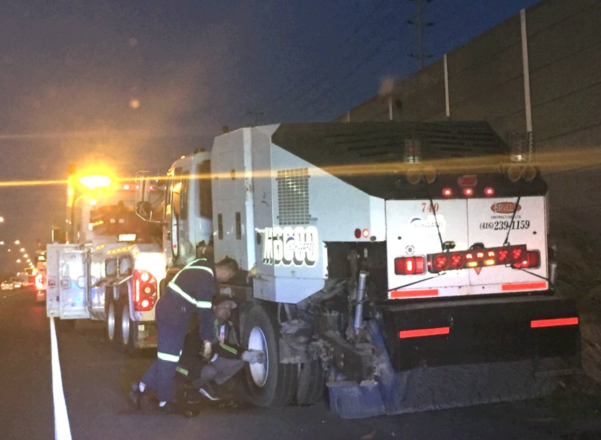 Driver of street sweeper on the QEW - Aaron DUFFY-48 years old from Mississauga, charged with Impaired driving, Over 80.