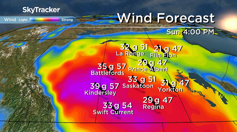 Strong northwesterly winds draw in cold air during the day on Sunday.