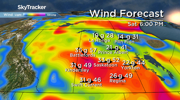 Strong west-northwesterly winds kick in across the region on Saturday