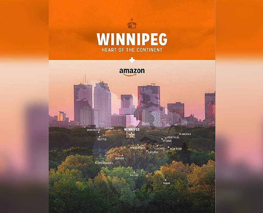 The front cover of Winnipeg's bid to bring Amazon's second headquarters to the city. 