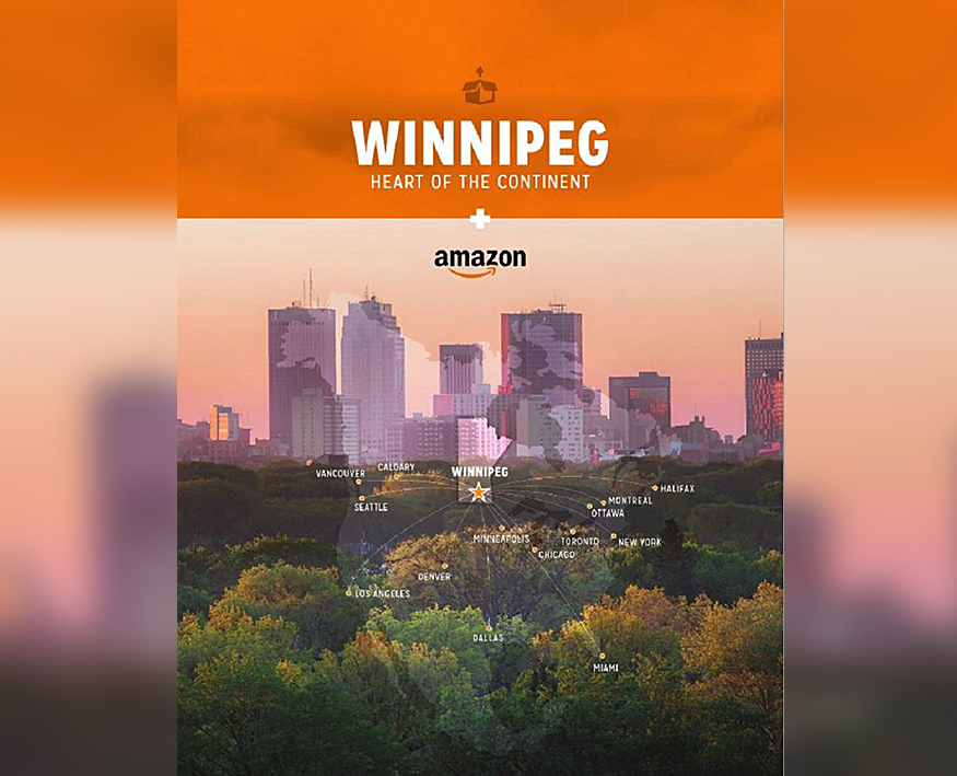 The front cover of Winnipeg's bid to bring Amazon's second headquarters to the city. 